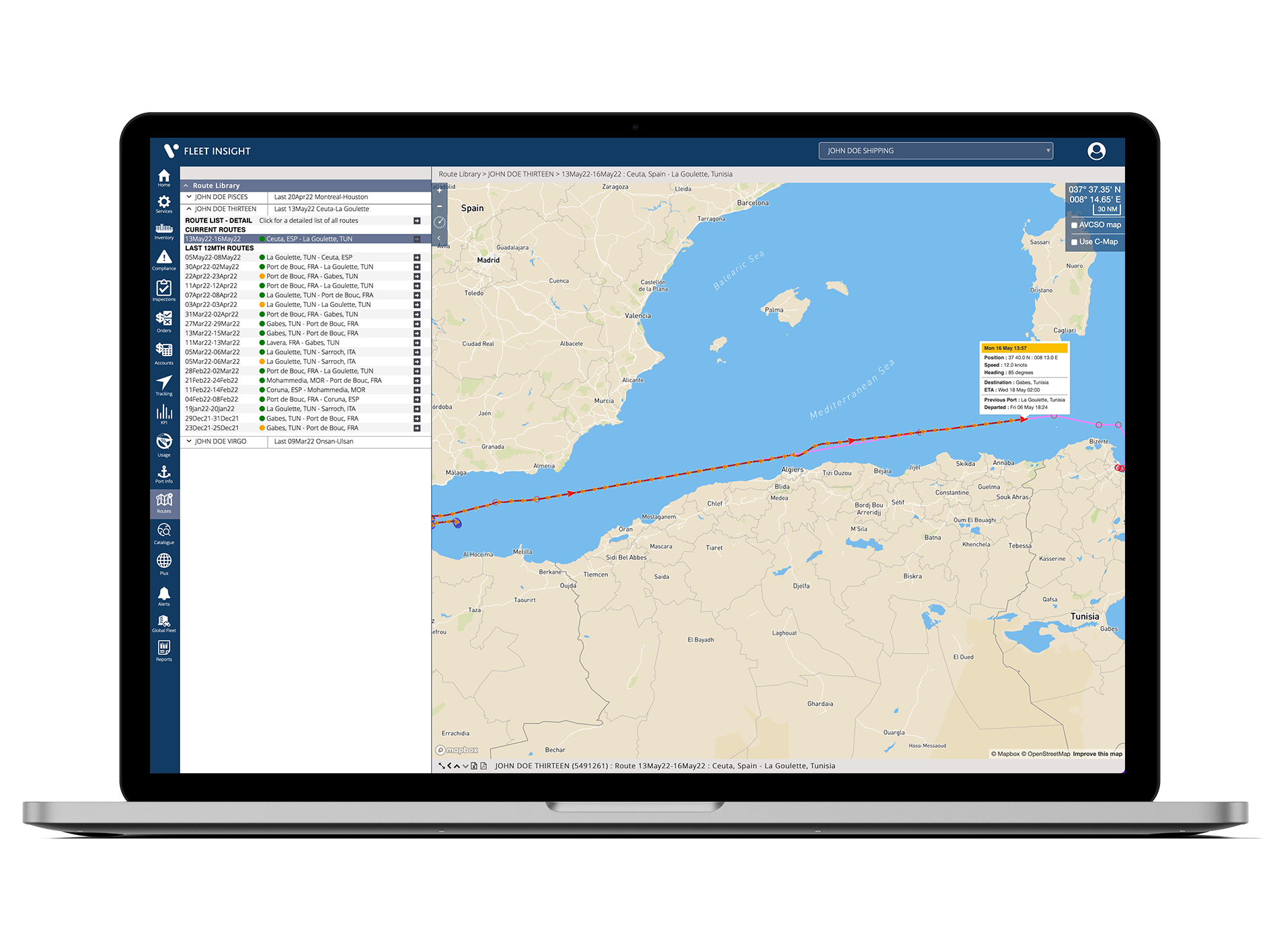 VFI vessel tracking and alerts